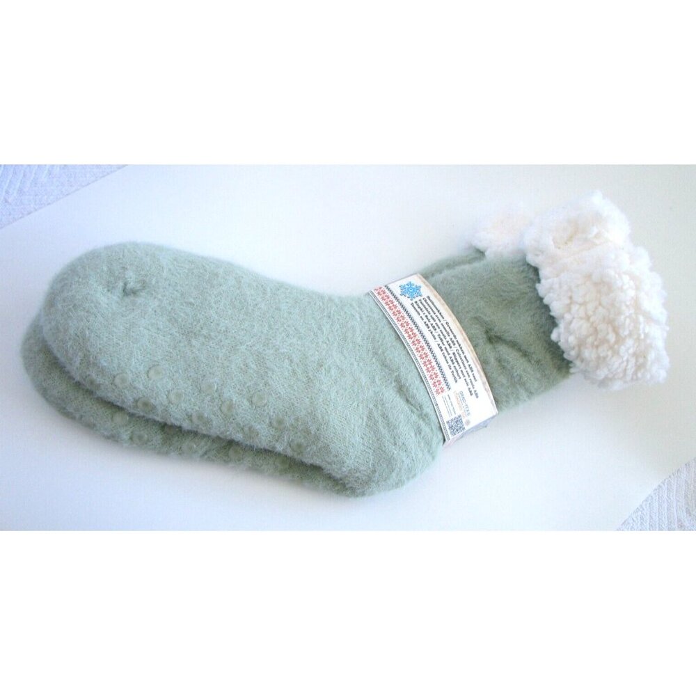 Comfort Socks with Non Slip ABS Soles - Ladies OS - Light Green Very Soft - NWT